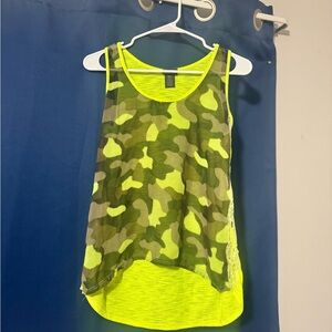 Rue21 Neon Yellow Camo Tank Top Sz small